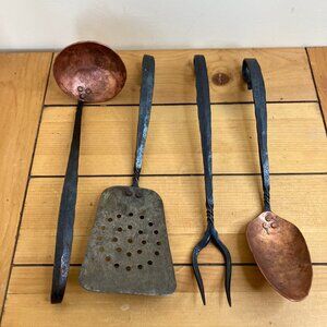 Kootenay Forge Copper Cast Iron Kitchen Utensils Steel Spatula Serving Spoon
